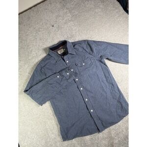 The Normal Brand Shirt Mens M Long Sleeve Blue Chambray Flannel Button Up Bear